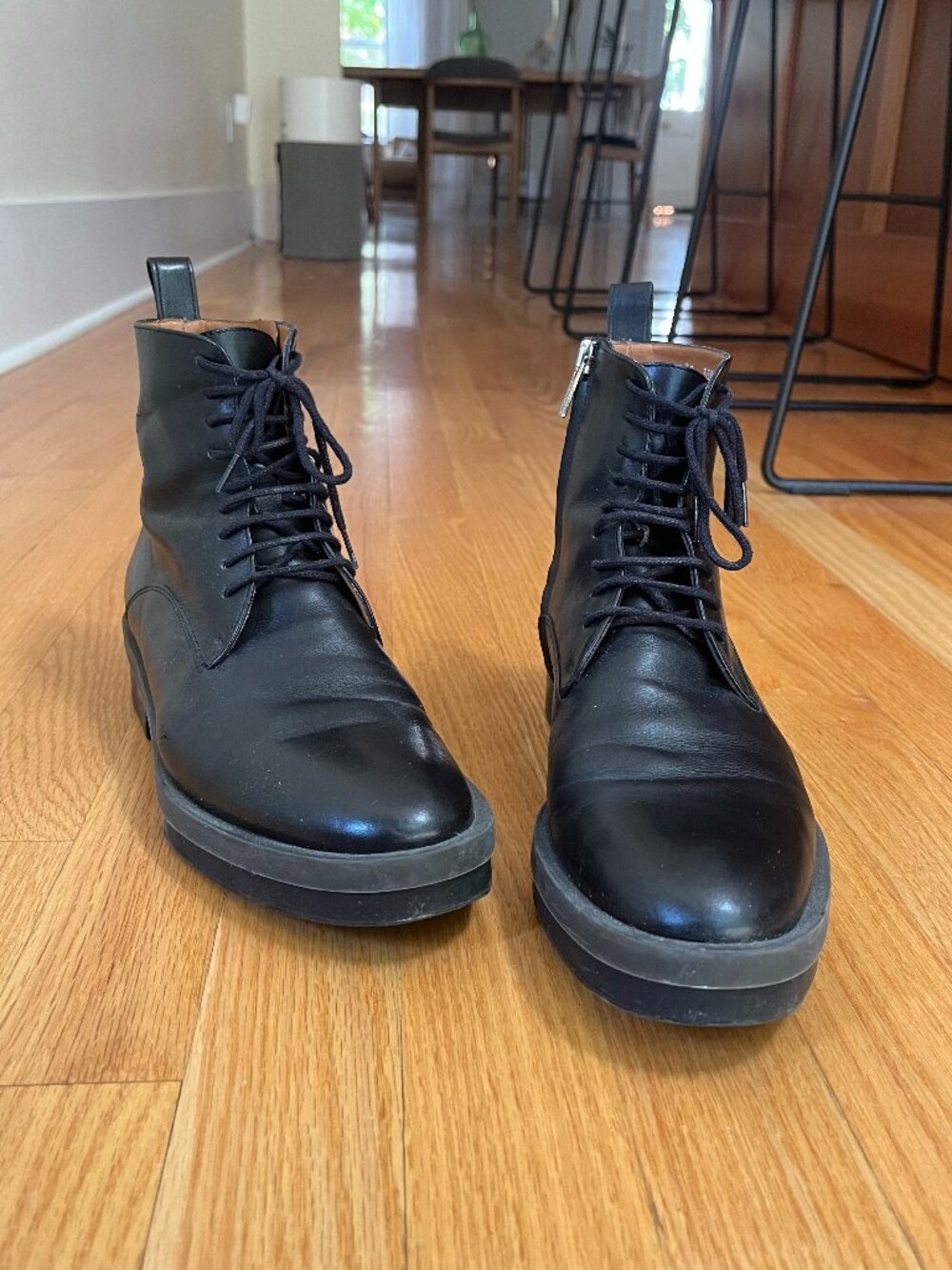 Clergerie Sz 8.5 Radio Lace-Up Leather Boot w Side Zipper